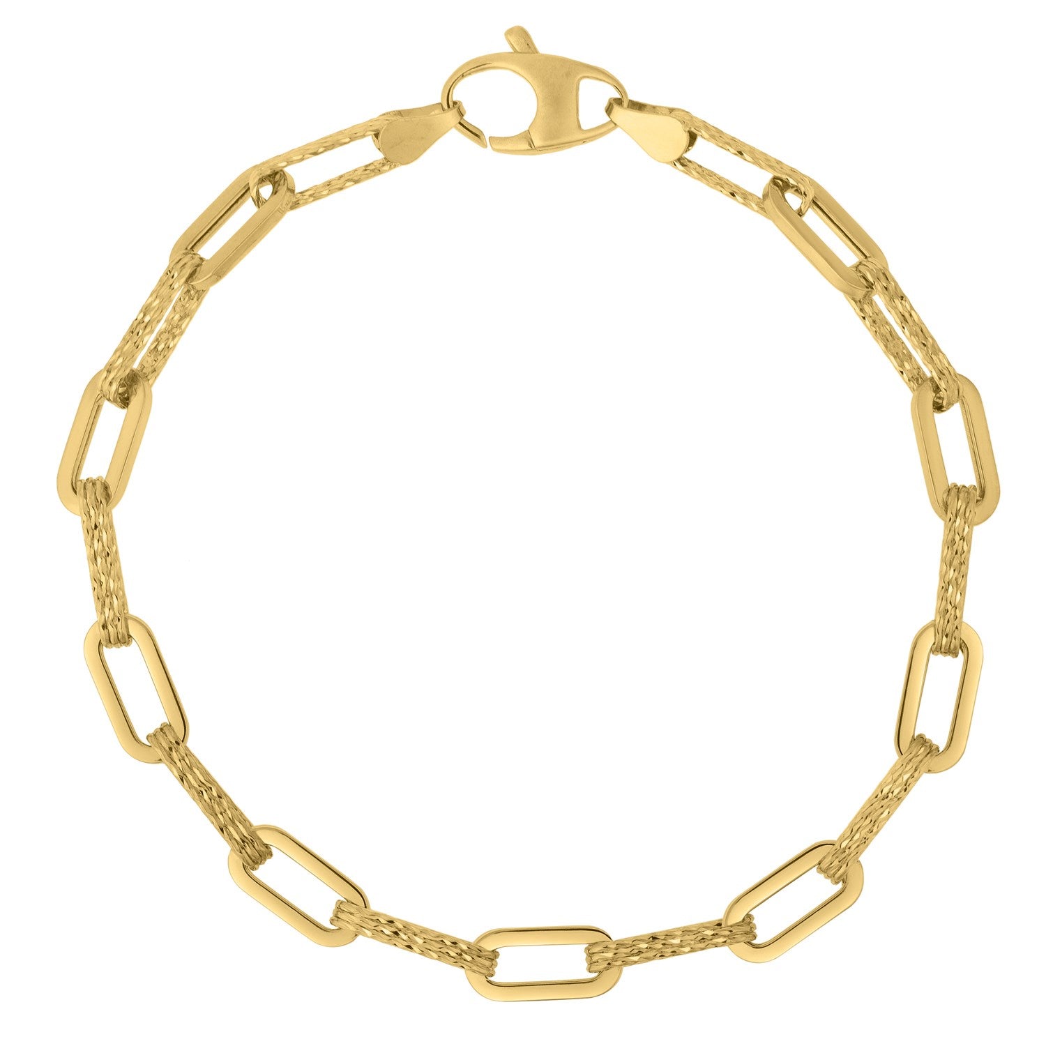 14k Yellow Gold Diamante Paperclip Chain Bracelet (4.00 mm) - Peelerie